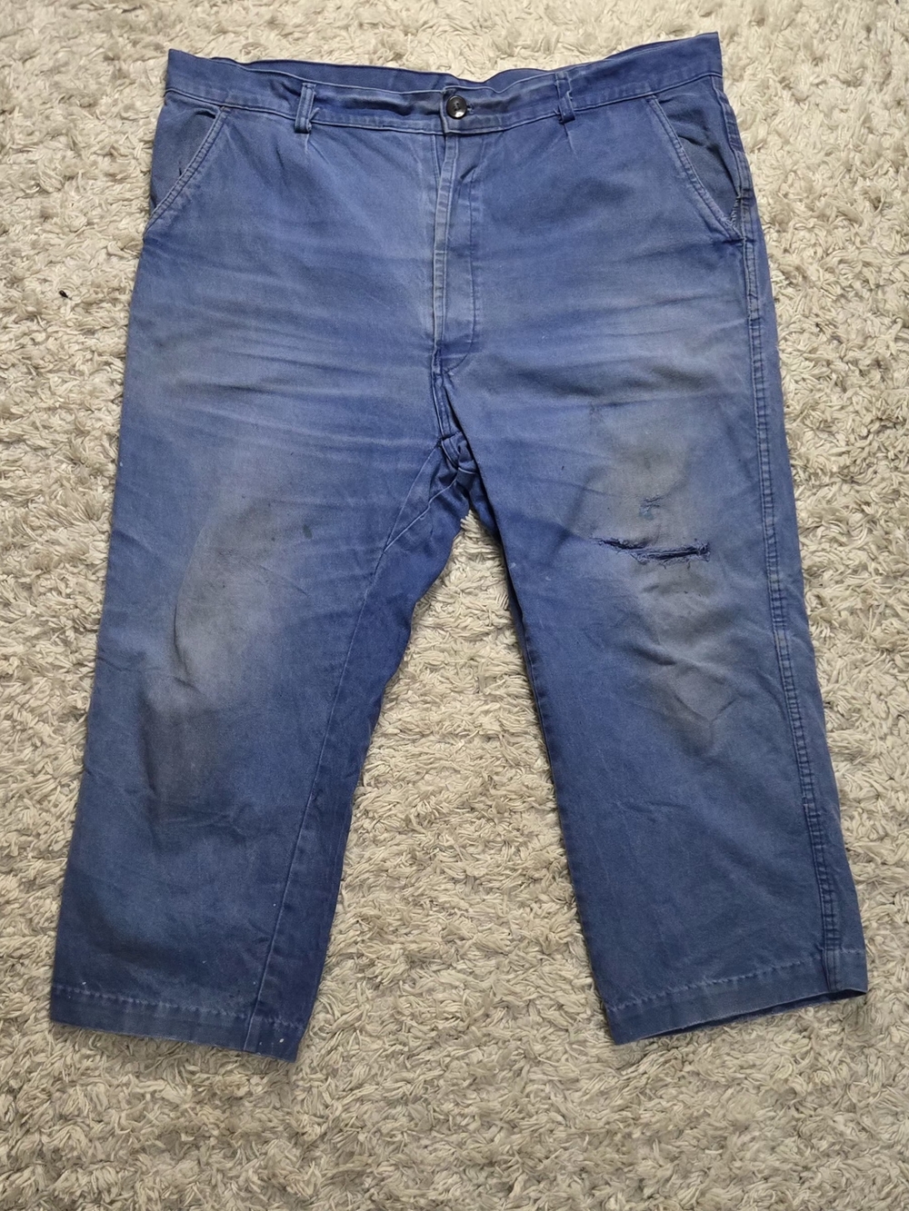 VTG 80s French L.M.A. Bleu De Travail Faded Work Pants 38x30